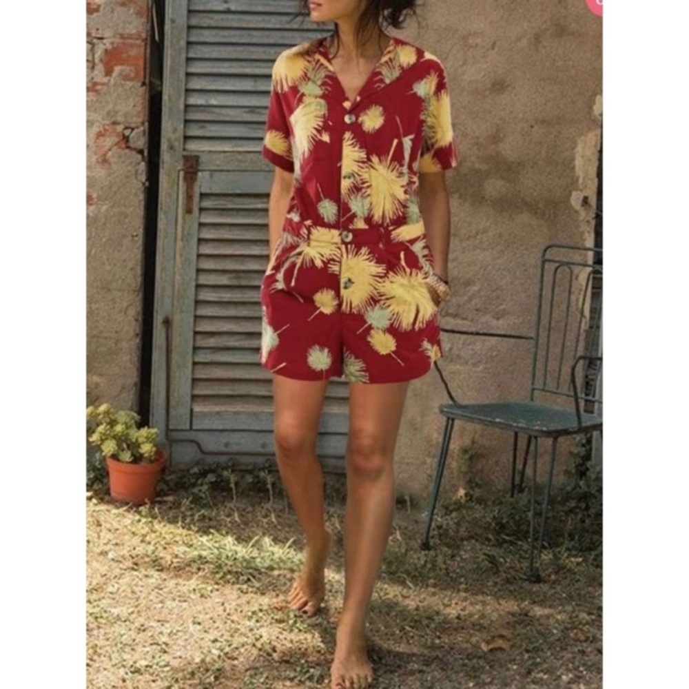 NWT FREE PEOPLE MALIBU ROMPER IN MAROON COMBO XS